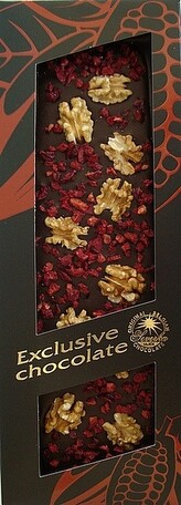 SEVERKA Mléčná čokoláda s vlašskými ořechy a višněmi 130g