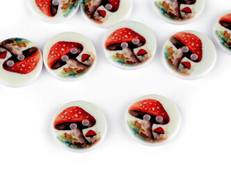 Dětský knoflík velikost 24" - 10 ks - 4 (3160) červená muchomůrka