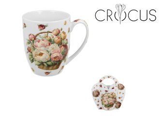 Kubek 350 ml w koszyczku Kosze Kwiatów PIWONIE (sprzedaż w zestawach po 6 szt.)