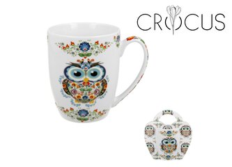 Kubek 350 ml w koszyczku SOWA ETNO (sprzedaż w zestawach po 6 szt.)