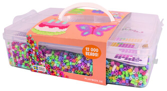 Zažehlovací korálky v plastovém kufříku, 12000 ks, destička, předlohy - happy mellow