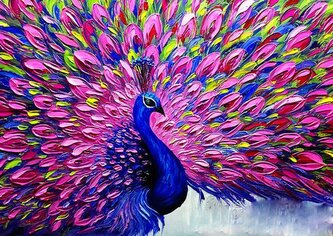 Diamentowa mozaika Paw z różowym ogonem 30x40cm 2000587