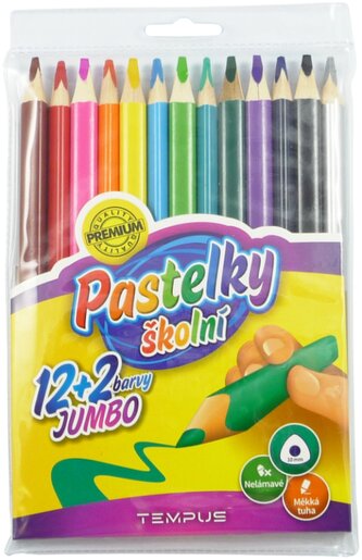 pastelky   Tempus 1313 trojhranné jumbo 12+2 barvy