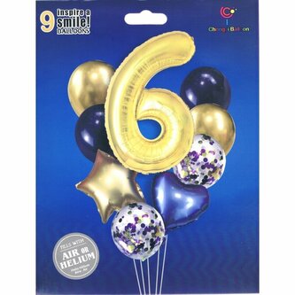 Zestaw balonów cyfra 6, wys. 40-60cm 9 szt BCF-204-6