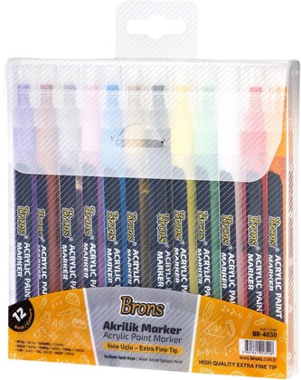 popisovače Brons akrylové 12 barev 2mm BR-4030