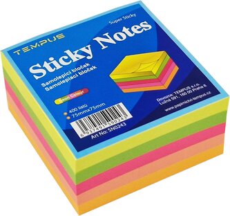 bloček samol. neon 75 x 75 MIX barev 400l kostka