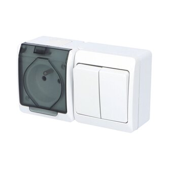 GALATEA IP44 Spínač sériový č.5+zásuvka 2P+PE (bílá + průhledná)