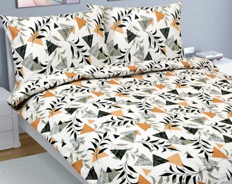 Povlečení krep na dvoudeku - Krémová,Oranžová,Šedá - 1ks 200x200, 2ks 70x90 cm Povlečení krep na dvoudeku - Krémová,Oranžová,Šedá - 1ks 200x200, 2ks 70x90 cm
