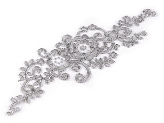 Lurexová aplikace / vsadka na monofilu 9x29 cm - 2 ks - 3 stříbrná