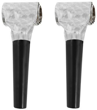 Trąbki holograficzne, srebrne z czarnym ustnikiem op. 100szt., GoDan