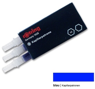Naboje z tuszem kreśl. do Rapidograf nieb. 3 szt., Rotring