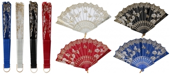 Wachlarz koronkowy składany 23cm 4-wzory 12600, Mega Creative