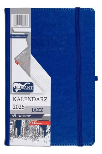 Kalendarz 2026 A5 dzienny Jazz niebieski