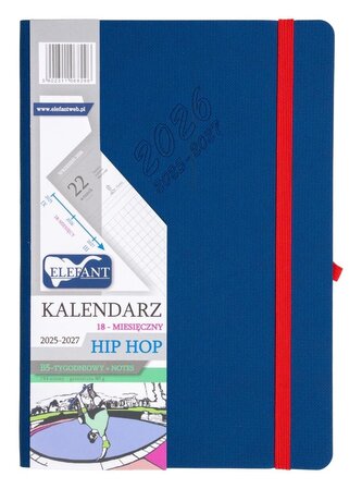 Kalendarz 2025/2027 B5 18M + notes Hip Hop granat