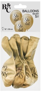 Balony Sto Lat płatynowe złote jasne, 12" op. 5 szt., GoDan