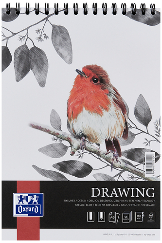 Blok rysunkowy A6 50 k. 160g Artistic na spirali, Oxford