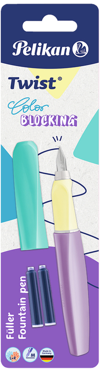 Pióro wieczne Twist Color Blocking pastelowe + naboje, Pelikan