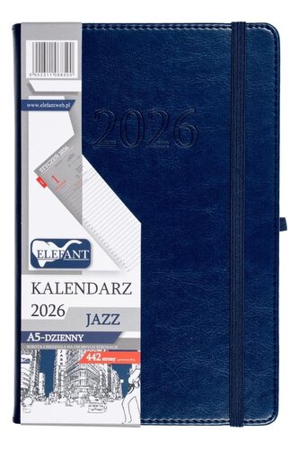 Kalendarz 2026 A5 dzienny Jazz granatowy