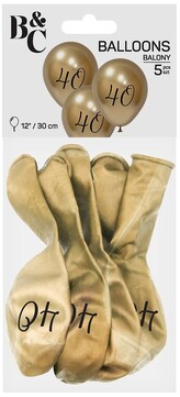 Balony Beauty&Charm 40, platynowe j. złote, 12" op. 5 szt., GoDan