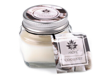 Malá vonná svíčka ve skle s jmenovkou 28 g - 1 ks - 13 (Coconut) krémová