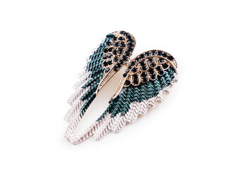 Brož s broušenými kamínky křídla - 1 ks - 2 petrolejová