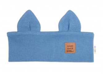 Čelenka Cat s oušky pro děti Hand Made - jeans, 4-8 let; 104/128 (4-8l)