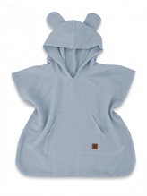 Dětské mušelínové pončo lux s kapucí Teddy, rychleschnoucí, jeans; 86/104