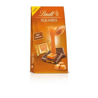 Čoko.čtvereč.Lindt Squares-mléčné,s karamel.,144 g