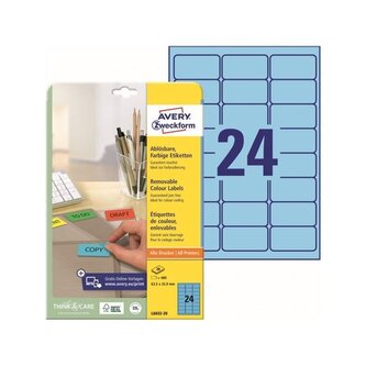 Snímat.etikety Avery, modré, 63,5 x 33,9 mm,480 ks