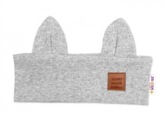 Čelenka Cat s oušky pro děti Hand Made - šedý melír, 1-3 roky; 86/98 (1-3r)