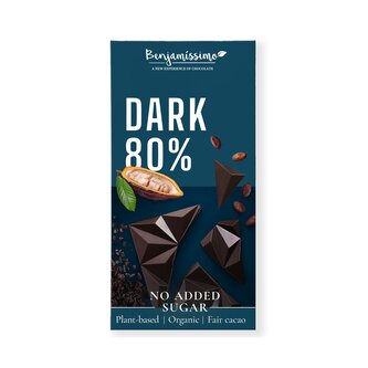 Čokoláda tmavá 80 % bez přidaného cukru 60 g BIO   BENJAMÍSSIMO