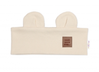 Čelenka Teddy s oušky pro děti Hand Made - krémová; 68-80 (6-12m)