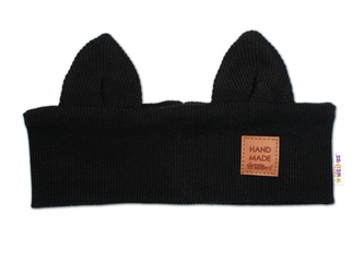 Čelenka Cat s oušky pro děti Hand Made - černá, 1-3 roky; 86/98 (1-3r)