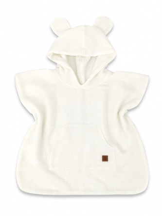 Dětské mušelínové pončo lux s kapucí Teddy, rychleschnoucí, smetanové, 110/122; 110/122