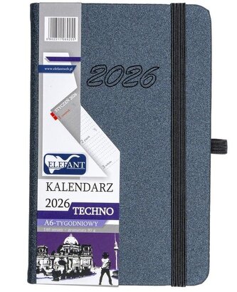 Kalendarz 2026 A6 tygodniowy Techno grafitowy