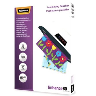Laminovací fólie Fellowes A4, 2x80mic, mat, 100 ks