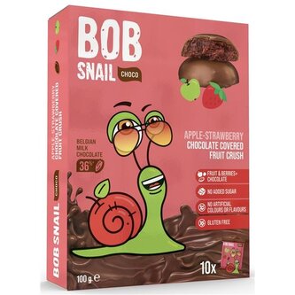 Ovoc.pochoutka Bob Snail-jablko-jahoda,v čoko,100g