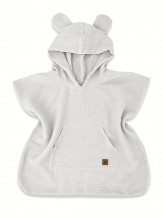 Dětské mušelínové pončo lux s kapucí Teddy, rychleschnoucí, šedé; 86/104