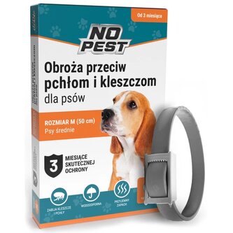 NO Pest Obojek proti klíšťatům a blechám pro středně velké psy 50cm