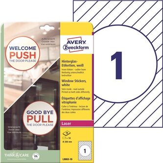 Etikety na sklo, bílé, průměr 200 mm, 10 ks