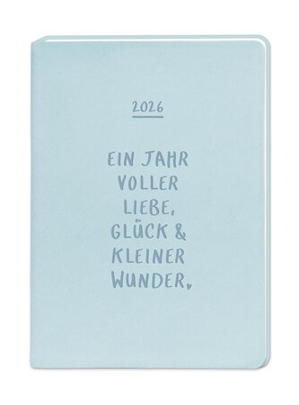 Terminplaner Lederlook 2026 Hellblau