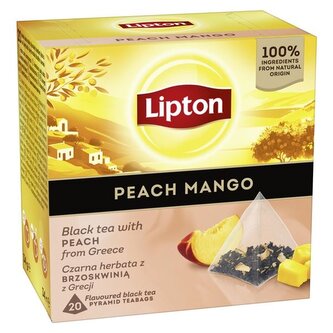 Černý čaj Lipton - pyramidy,broskve/mango,20x 1,7g