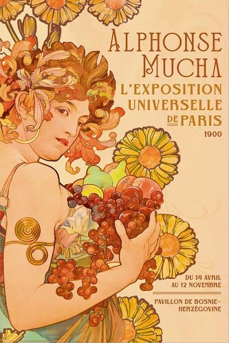 Plakát, Obraz - Alphonse Mucha - L'Exposition 1900, 61 × 91.5 cm