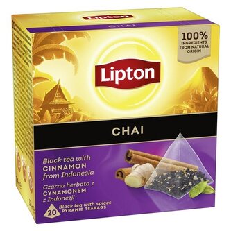 Černý čaj Lipton - pyramidy, příchuť chai, 20x1,7g