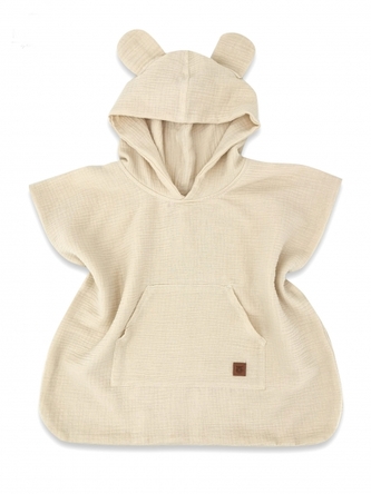Dětské mušelínové pončo lux s kapucí Teddy, rychleschnoucí, béžové, 110/122; 86/104