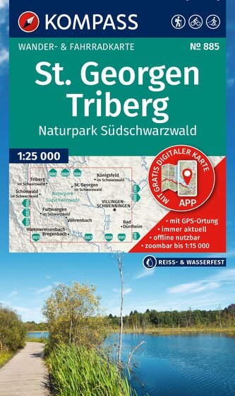 KOMPASS Wanderkarte 885 St. Georgen, Triberg, Naturpark Südschwarzwald 1:25.000