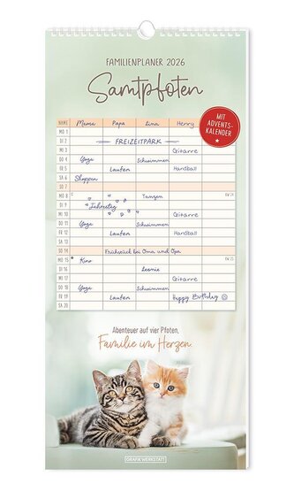 Familienplaner 2026 Samtpfoten