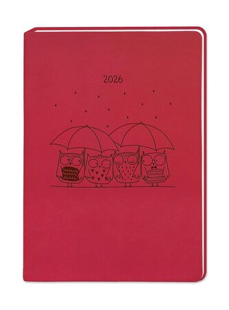 Terminplaner Lederlook 2026 Rot