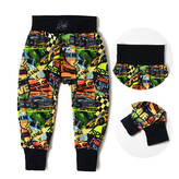 Dětské tepláky s vysokým pasem Speed cars; Barva: černá; Velikost: 80