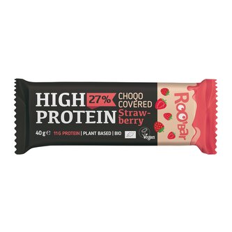 Tyčinka proteinová jahodová v růžové polevě veganská 40 g BIO   ROO´BAR